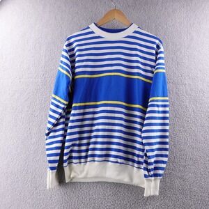 NUCLEUS Womens M Blue White Stripe Sweatshirt Pullover‎ Casual Y2K